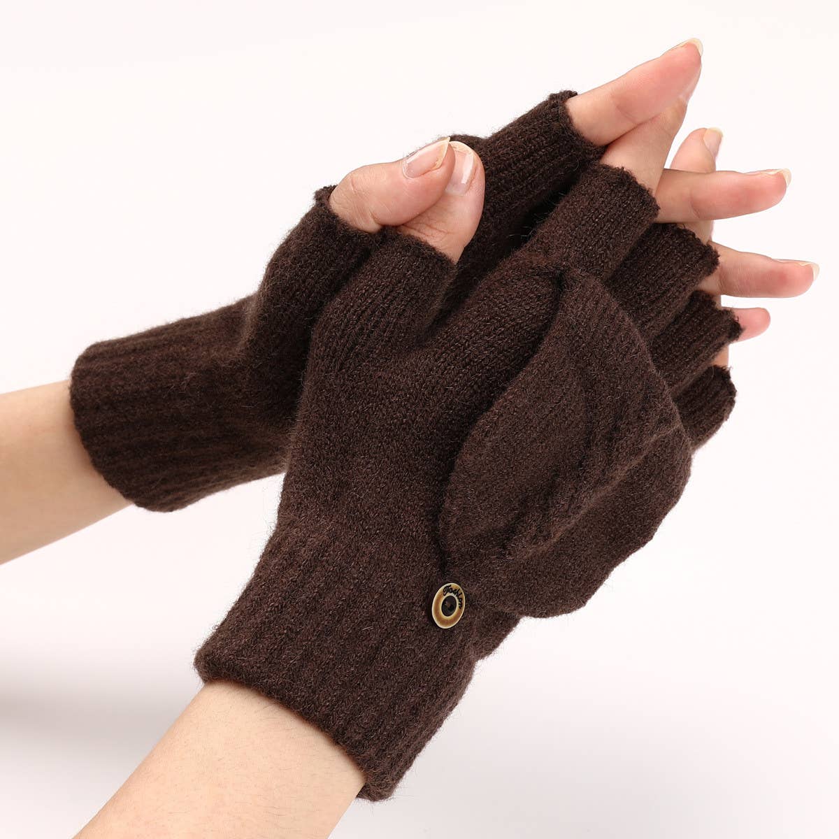 FLAP HALF FINGER WOOL WARM GLOVES_CWAG0098