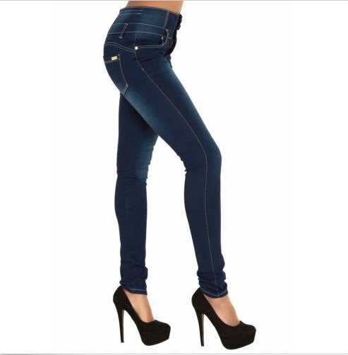 High-waisted, form-fitting, stretch skinny jeans