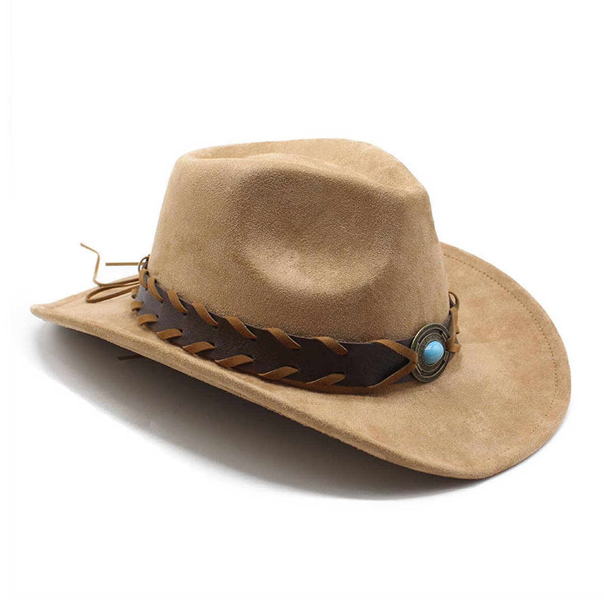 Ethnic Style Faux Suede Western Cowboy Felt Hat_CWAH0829