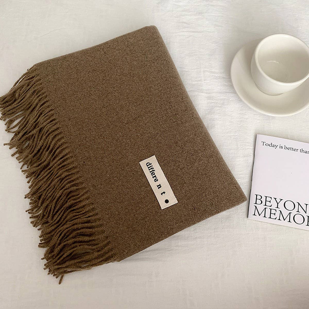 Colorblock Tassel Scarf - Thick Wrap for Students