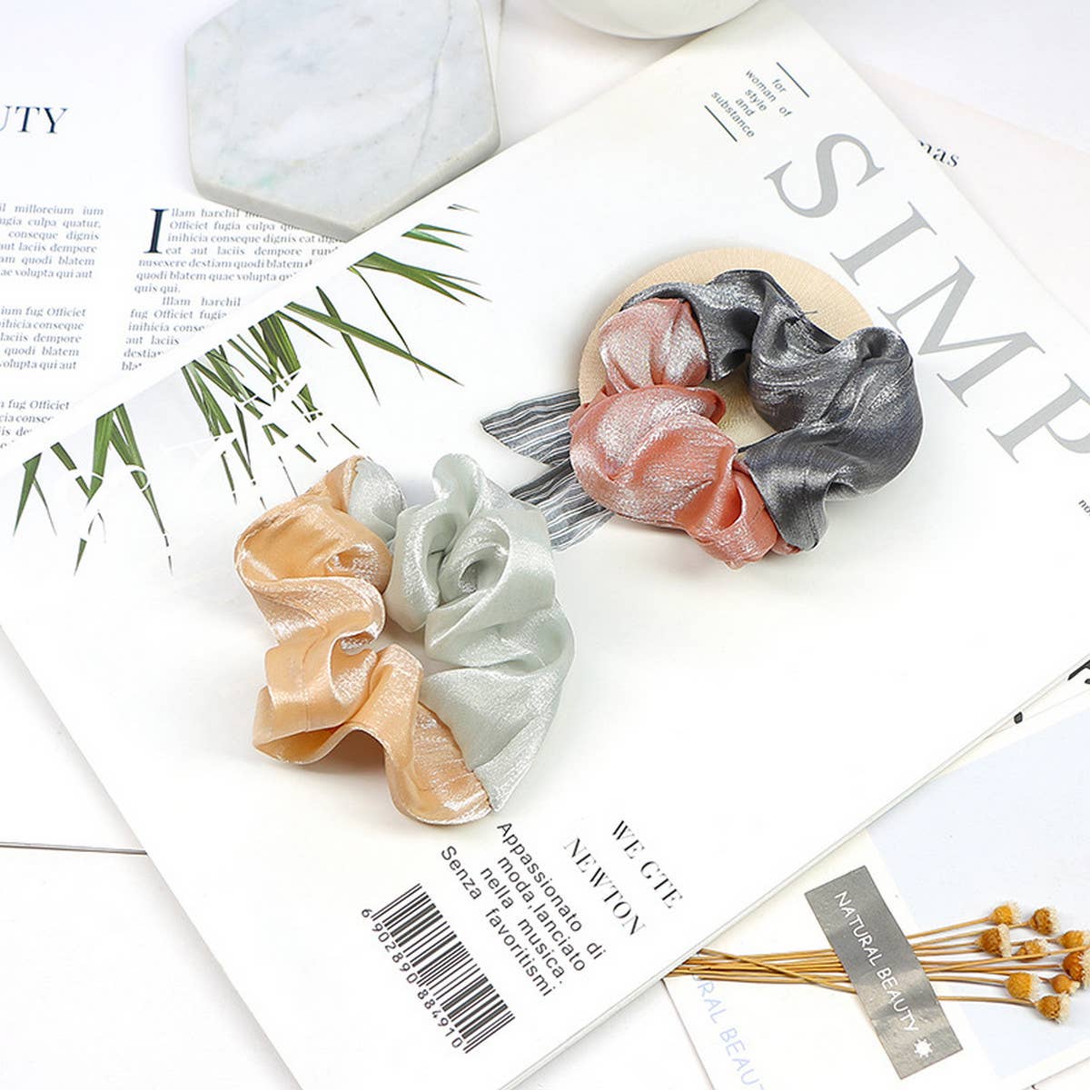 NEW CONTRASTING COLOR SPLICED SILVER HAIR ROPE_CWAHA1020