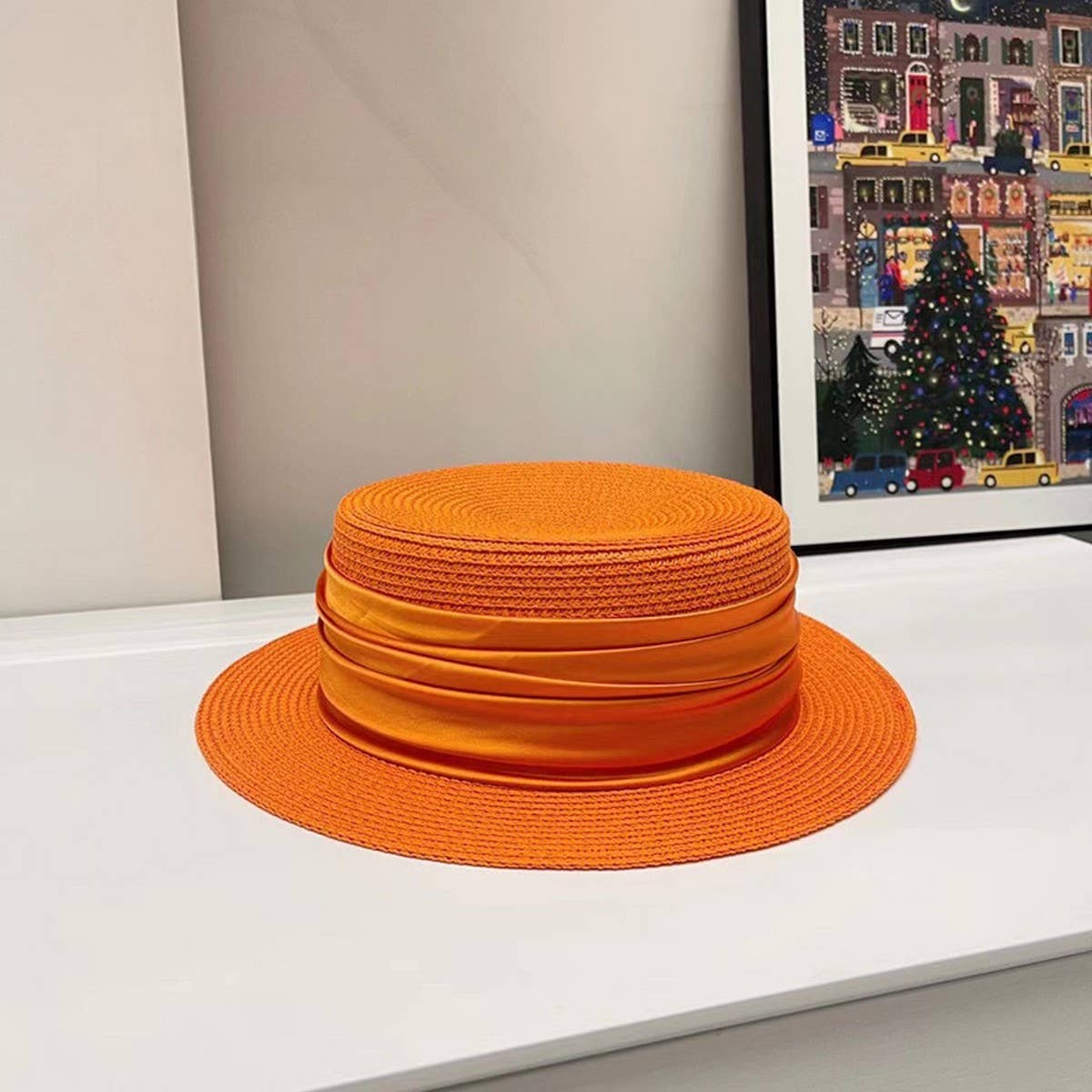 High-grade satin sun hat for women_CWAH3393