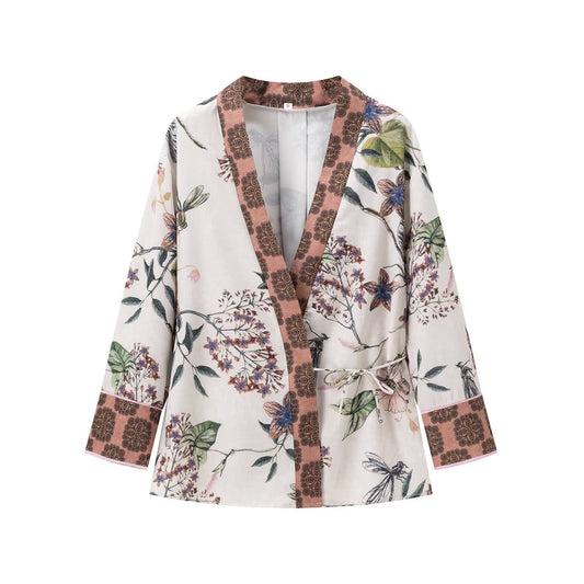 Printed shirt printed high-waisted pantsuit