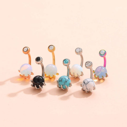 Colorful Skull Hand Belly Button Ring Piercing