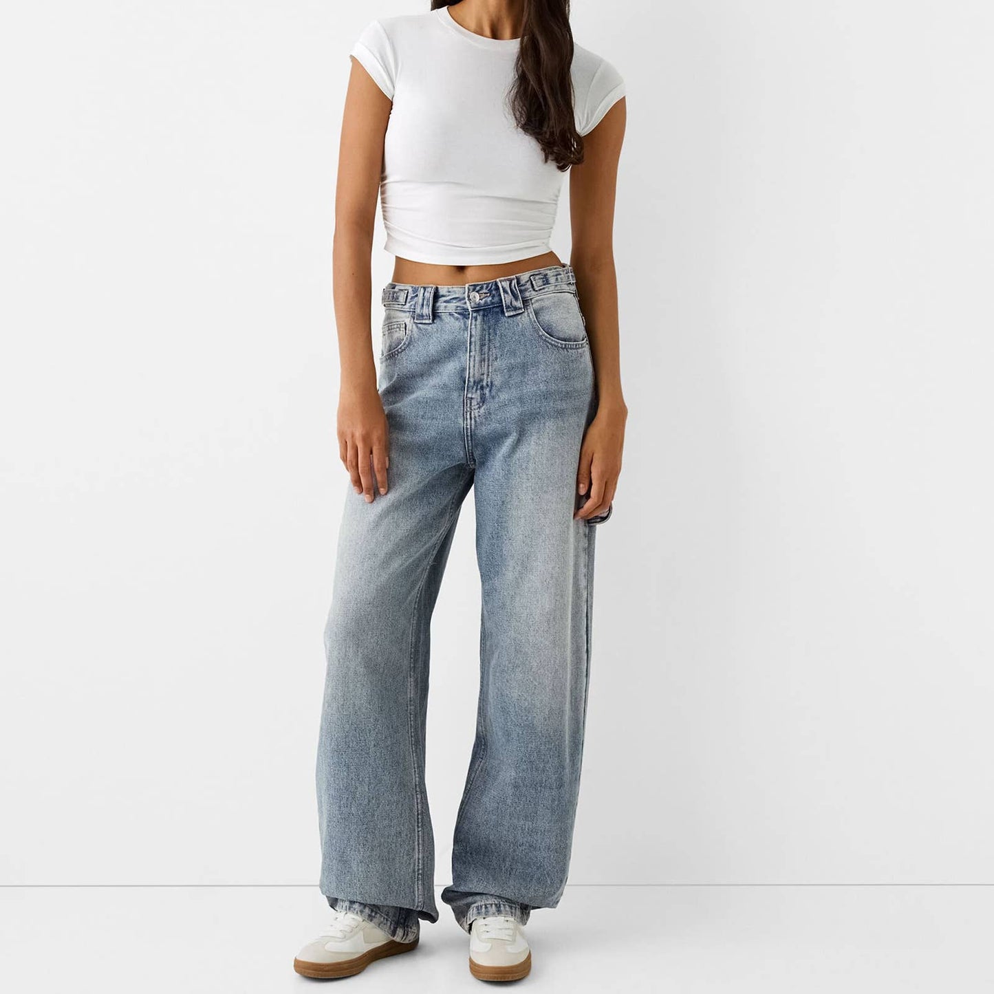 HEAVY WASH LOOSE STREET HIGH WAIST WIDE LEG JEANS
