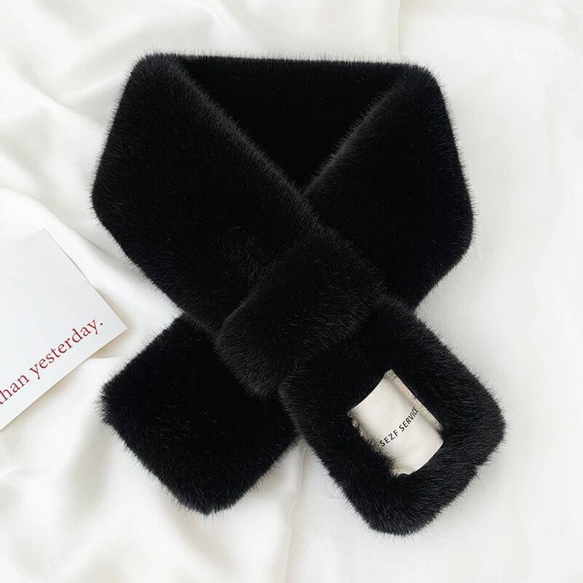 Faux Fur Scarf - Knit Winter Neck Wrap for Women