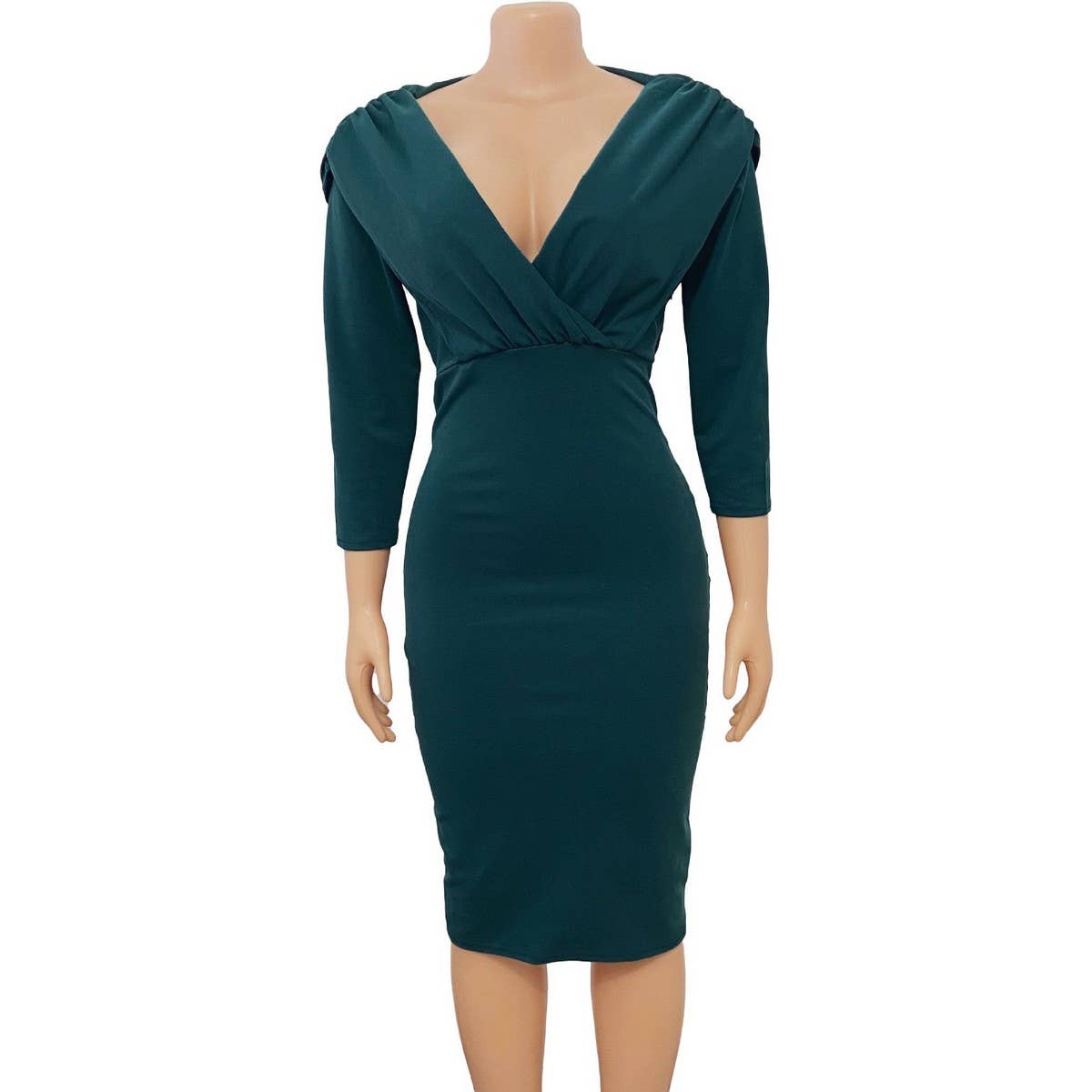 V-NECK SOLID COLOR HIP SEXY FASHION DRESS