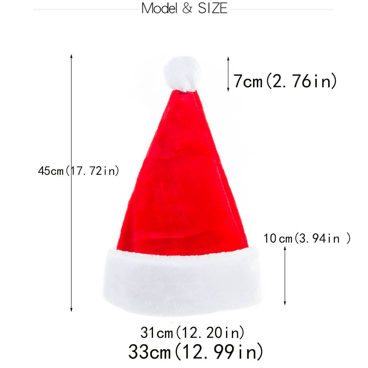 CWAH04590_PLUSH SANTA HAT WITH LARGE POM FOR CHRISTMAS