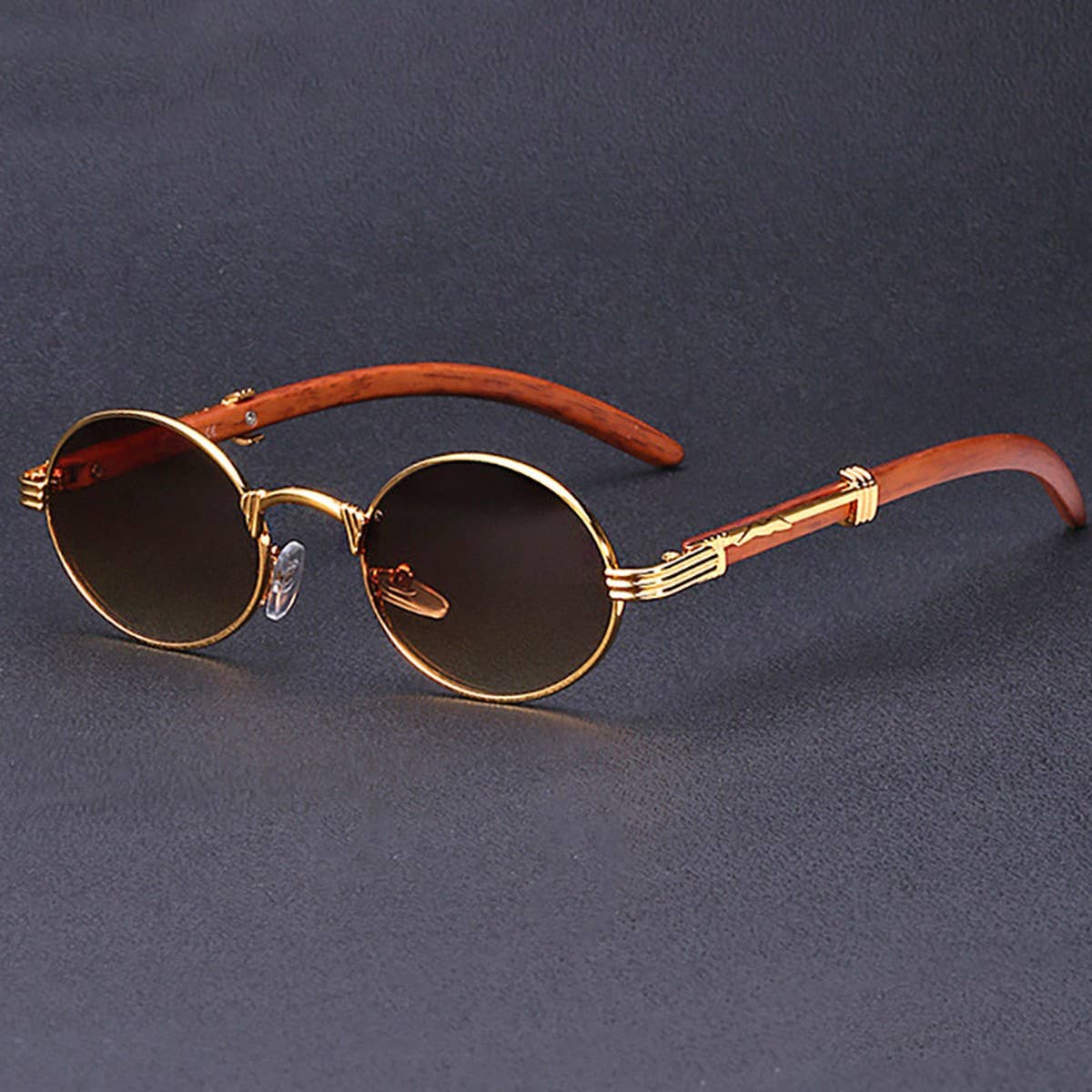 IMITATION WOOD SUNGLASSES ROUND FRAME SUNGLASSES