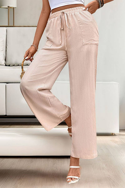 CWBLP0804_CASUAL ELASTIC HIGH WAIST STRAIGHT PANTS