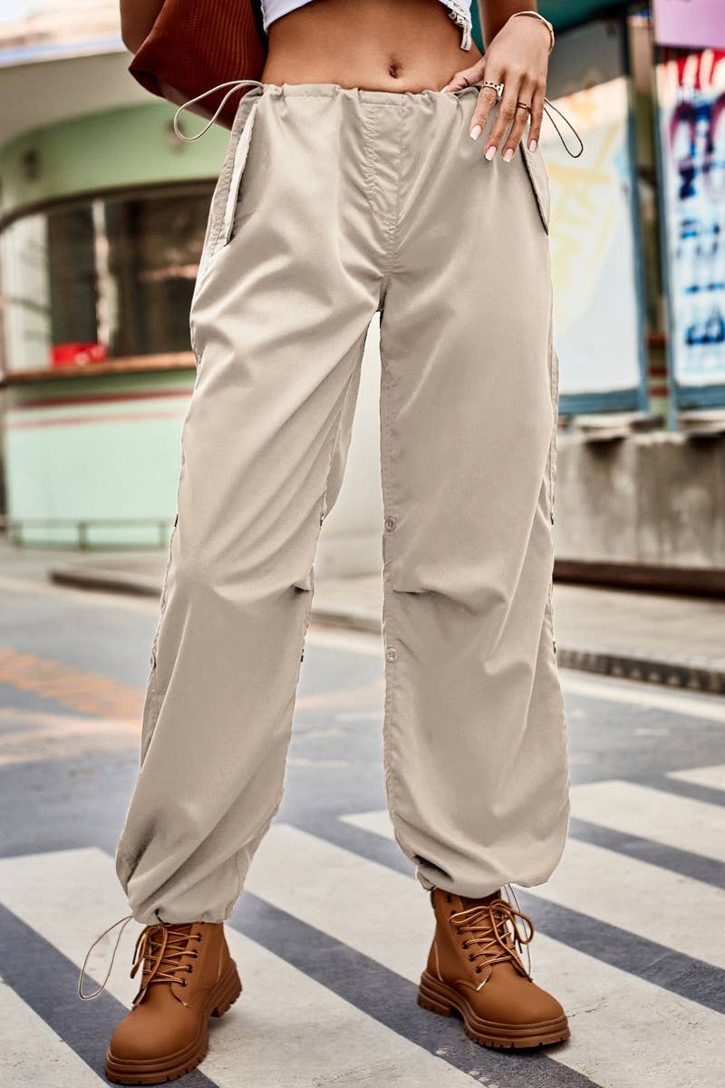 LOOSE ELASTICATED WAIST CARGO PANT_CWBLP0544