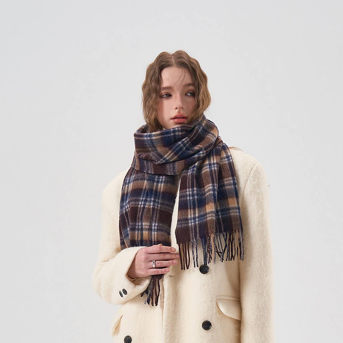 Nordic Plaid Wool Scarf ??Warm Winter Couple Wrap_CWASC2357