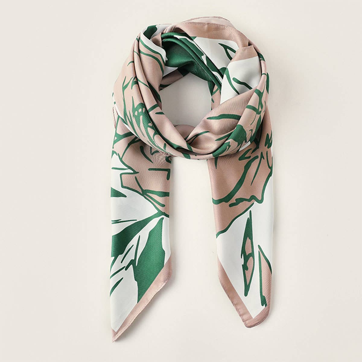 Floral Print Satin Scarf for Women, Large Square