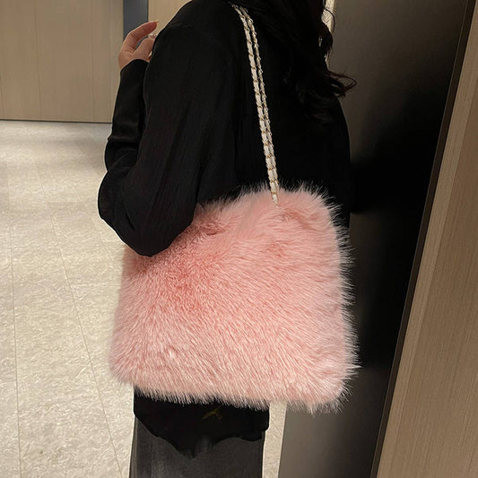 WINTER LEISURE SHOULDER BAG MESSENGER PLUSH BAG_CWAB4004