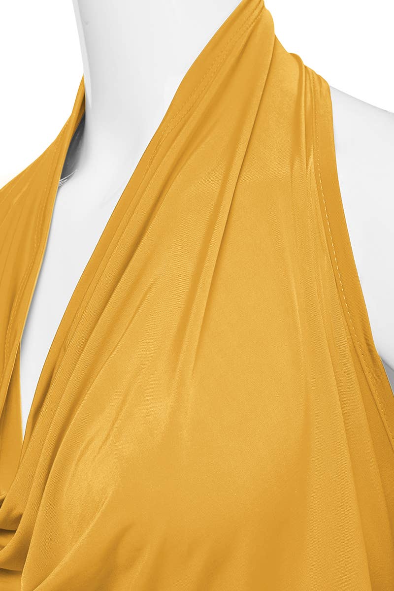 AWTHT028-P_Halter Neck Draped Front Open Back Top