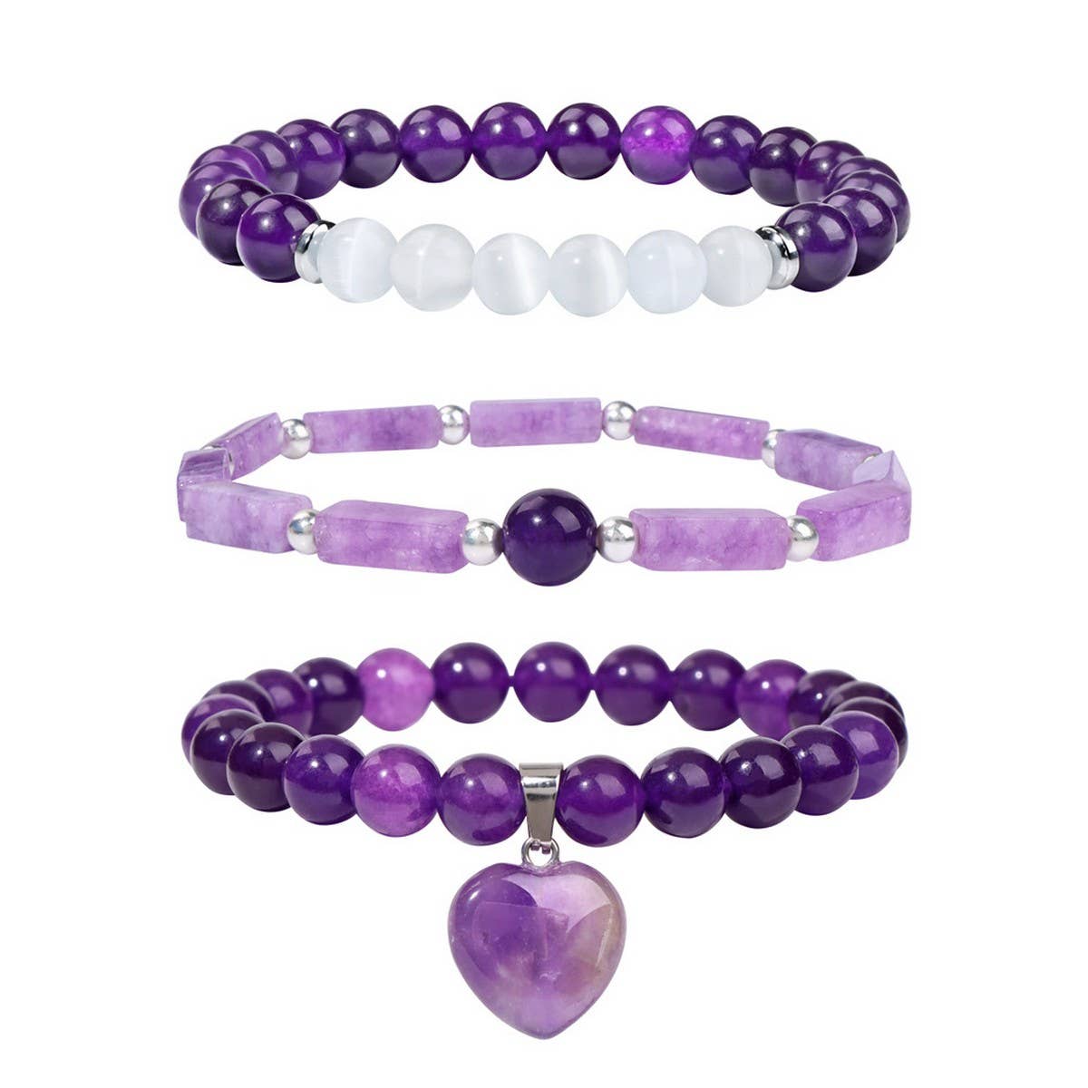 CWAJE4222_NATURAL AMETHYST HEART PENDANT SET BRACELET
