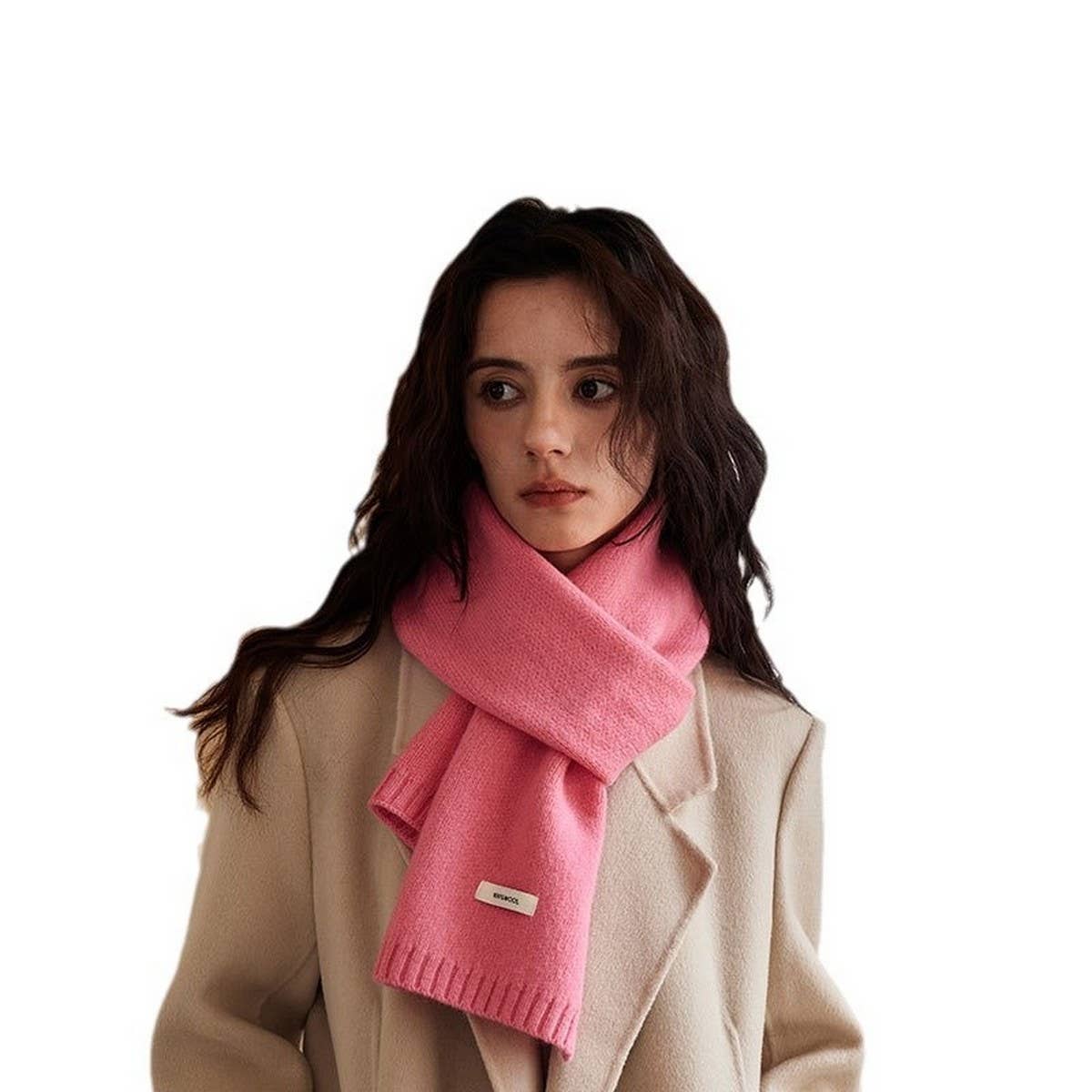 Basic 100% Wool Solid Knit Scarf Soft Warm Unisex_CWASC2288