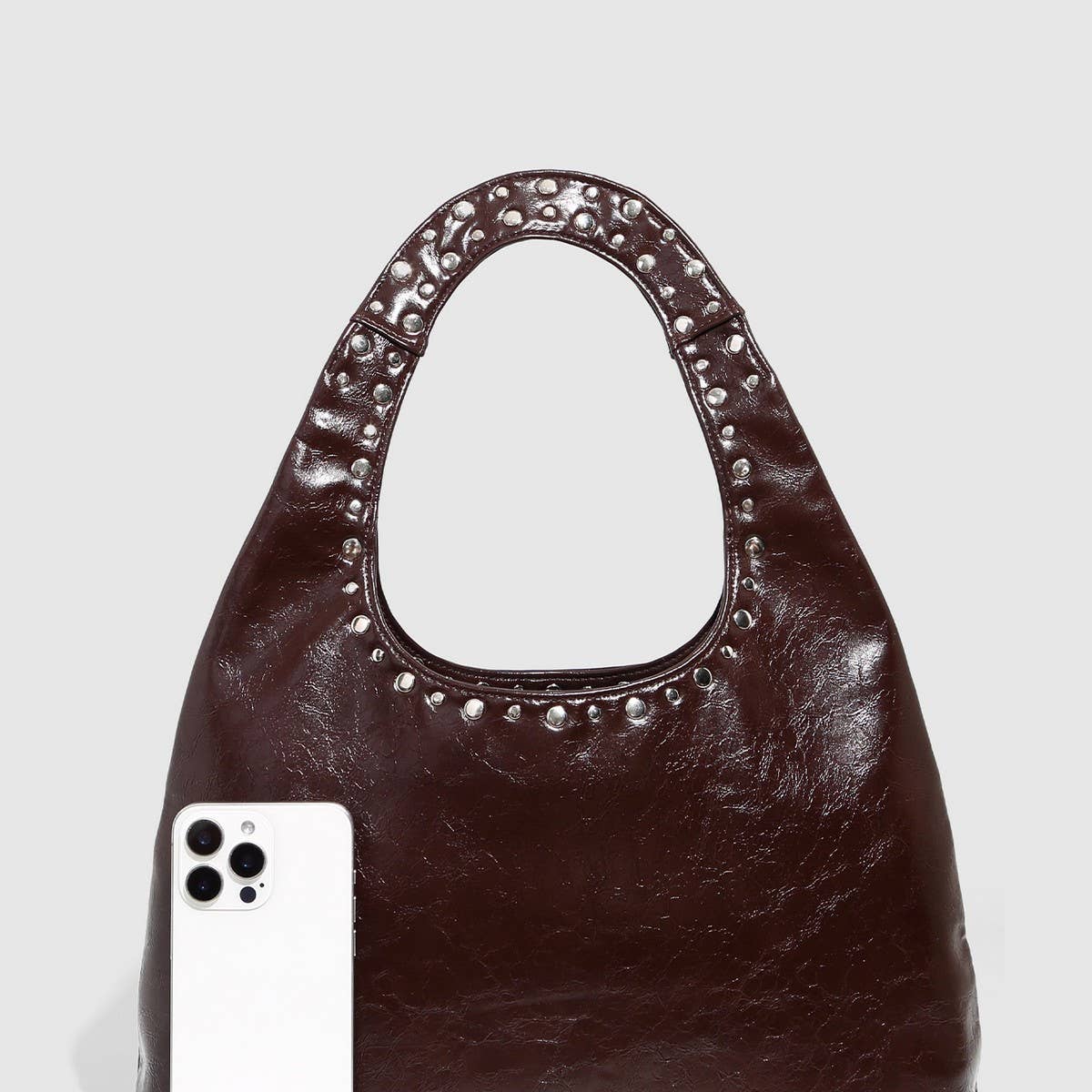 Vintage Punk Studded Large Tote Shoulder Bag_CWAB5687