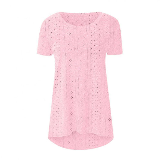 Round neck short sleeve with irregular hem