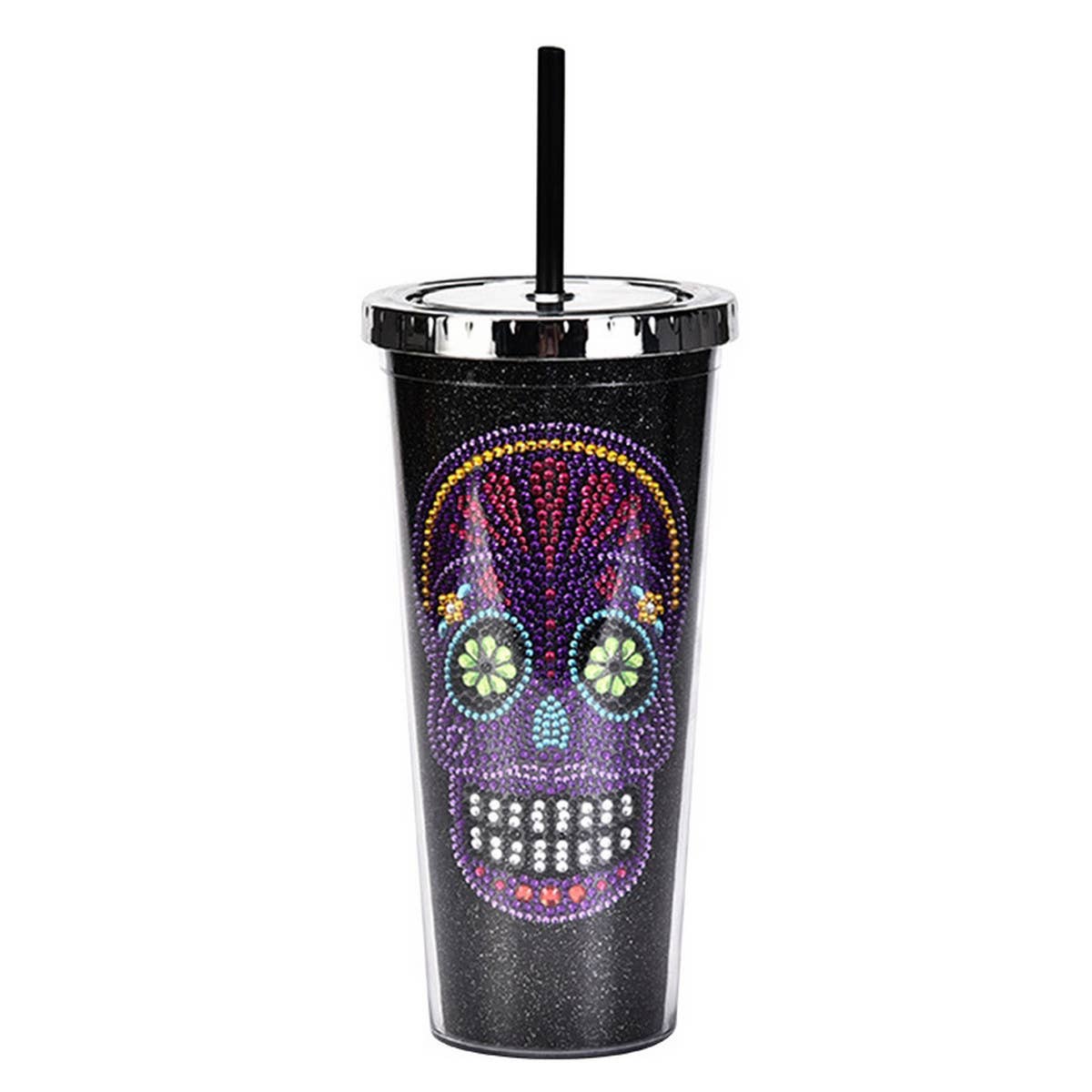 DOUBLE-LAYER STRAW SKULL WATER CUP