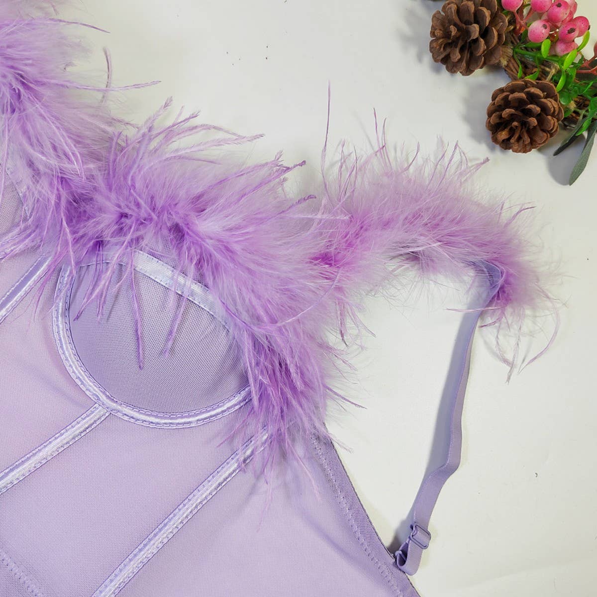 HIGH-END OSTRICH FEATHER FISHBONE TUBE TOP