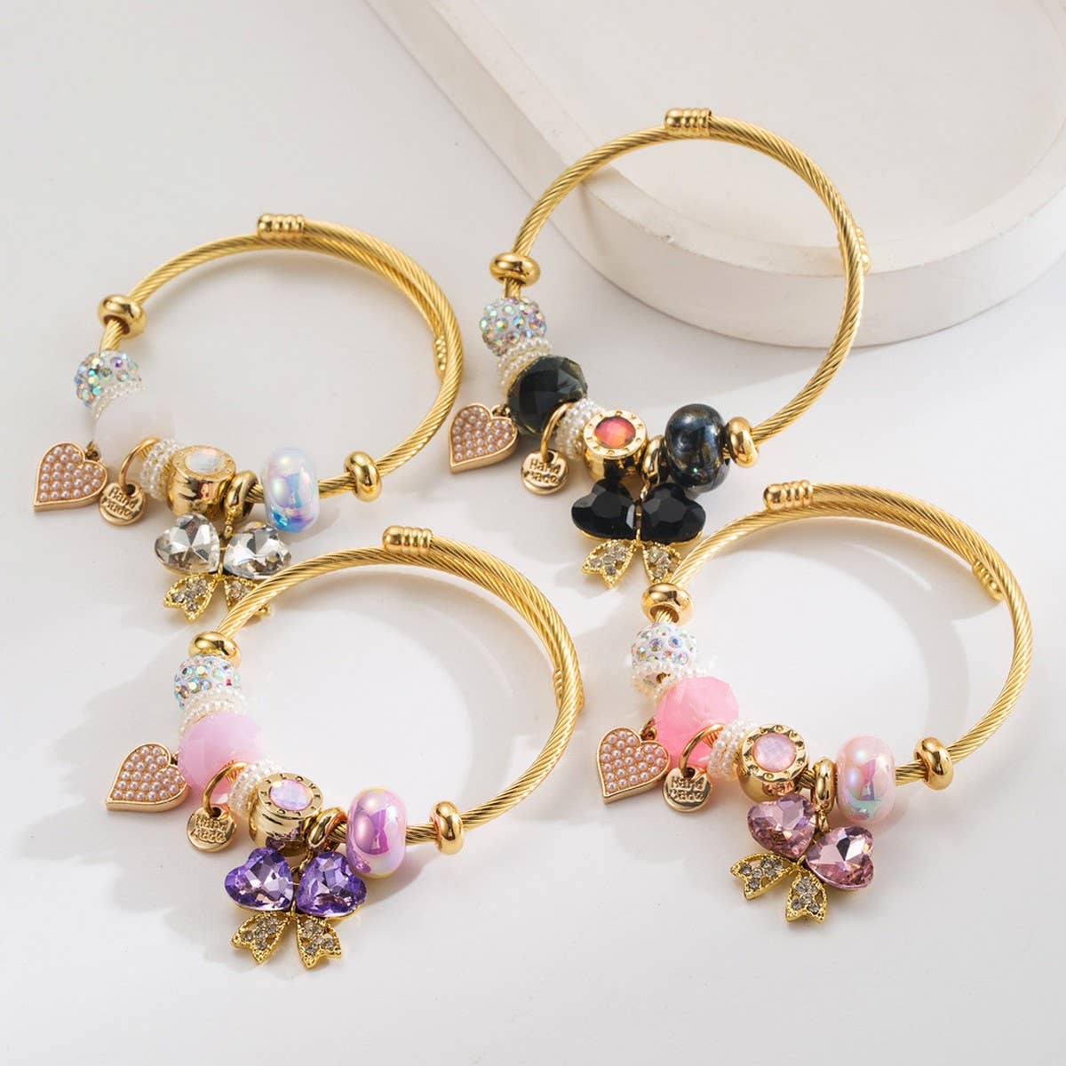 Trendy Adjustable Butterfly & Heart Steel Bracelet