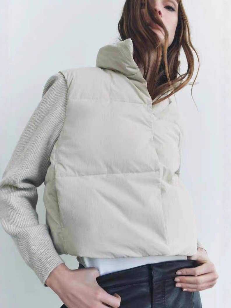 Stand-up collar long-sleeved patchwork coat