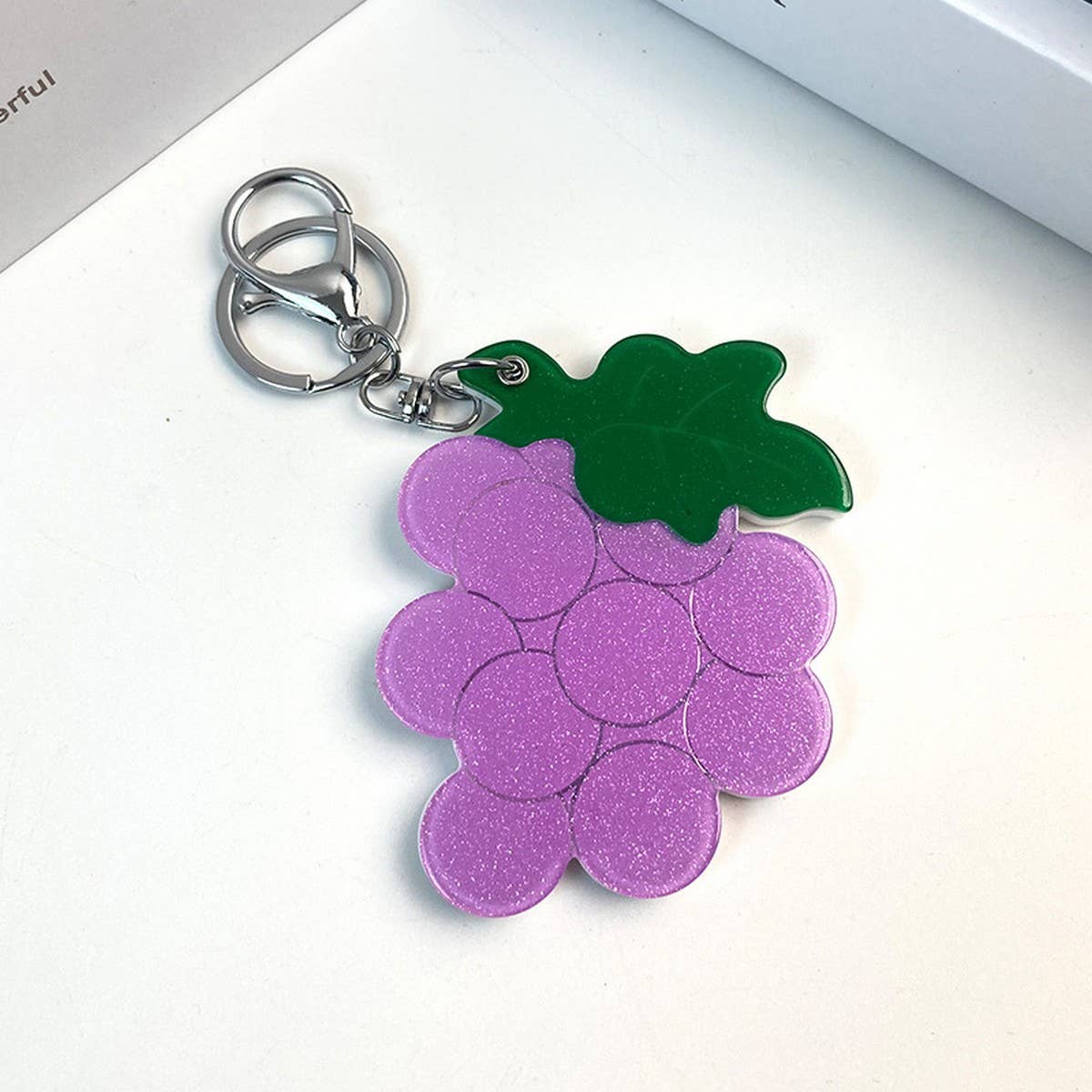 Creative Grape Round Mirror Keychain Acrylic