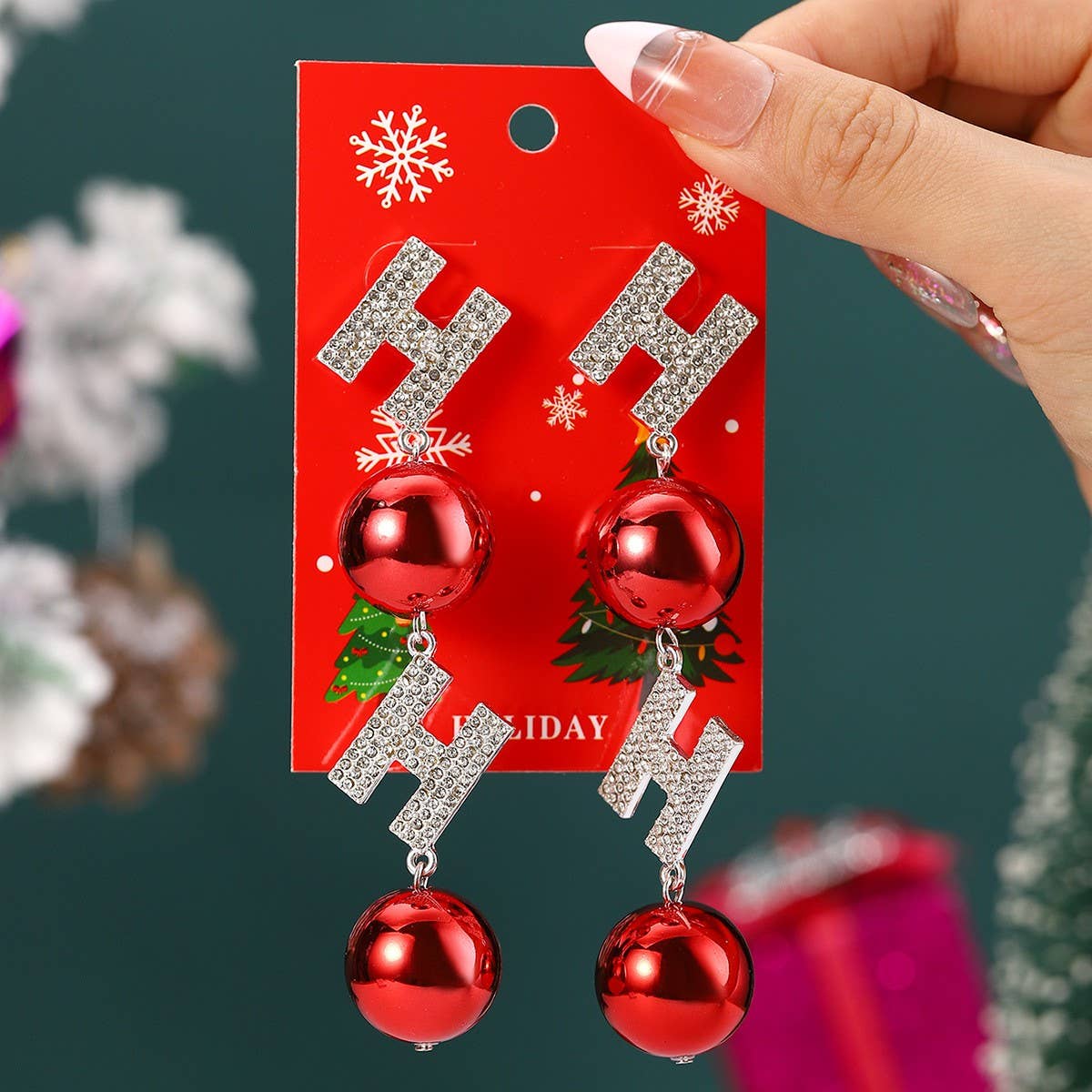 NEW CHRISTMAS CARTOON DIAMOND PENDANT EARRINGS