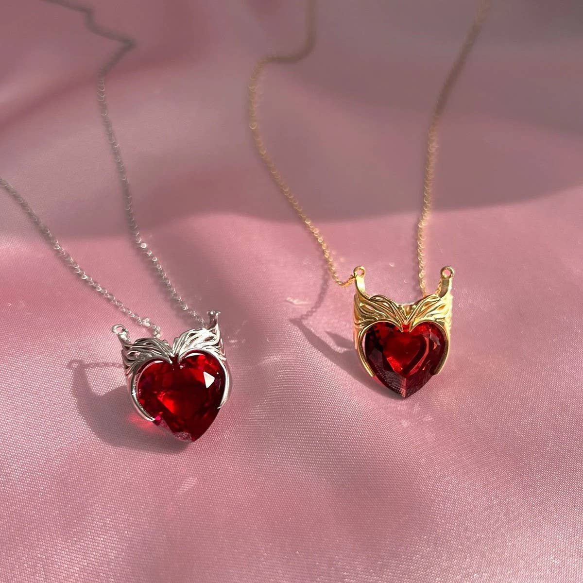 Stainless Steel Heart Zircon Pendant Necklace_CWMM5589