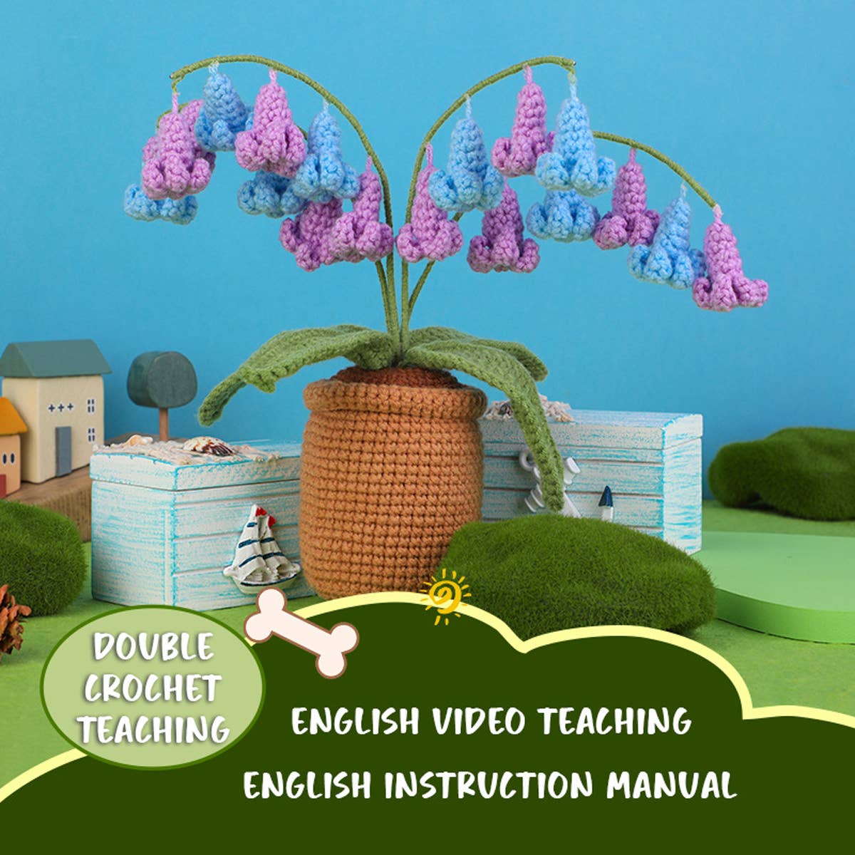 NEW BLUEBELL POTTED PLANT CROCHET MATERIAL PACKAGE