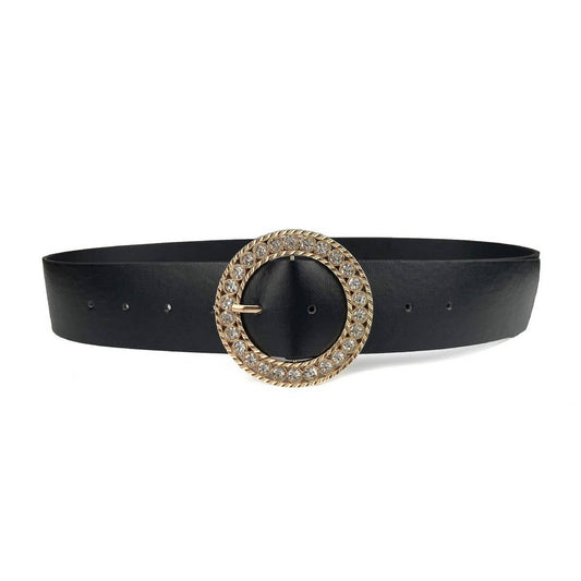 ROUND DIAMOND HOLLOW PIN BUCKLE BELT WITH DIAMOND_CWABE0689