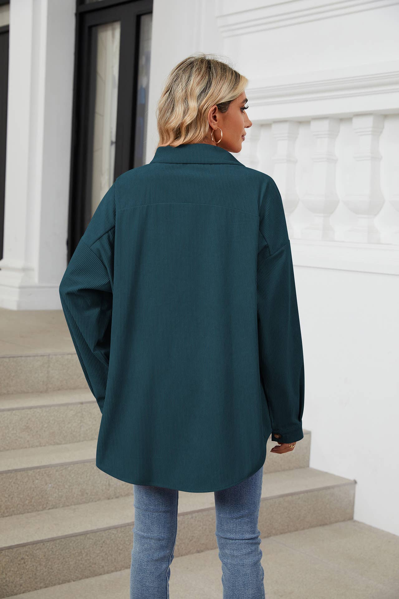 LAPEL BUTTON-DOWN LONG-SLEEVED SHIRT JACKET