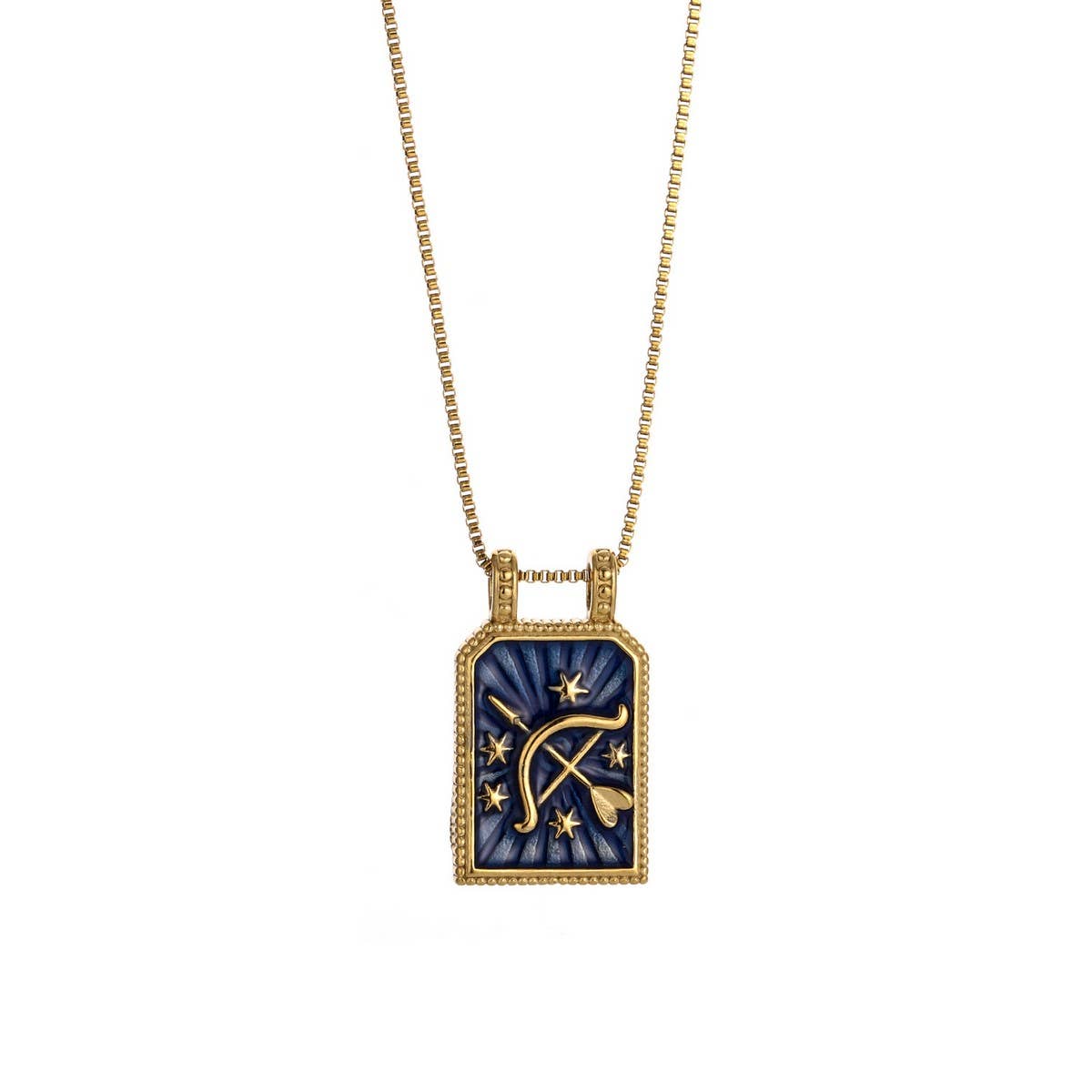 Vintage Square Zodiac Necklace with Enamel