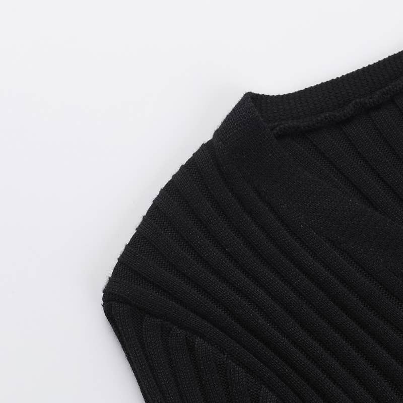 V-NECK WOOLEN LONG-SLEEVED SINGLE-BREASTED TOP