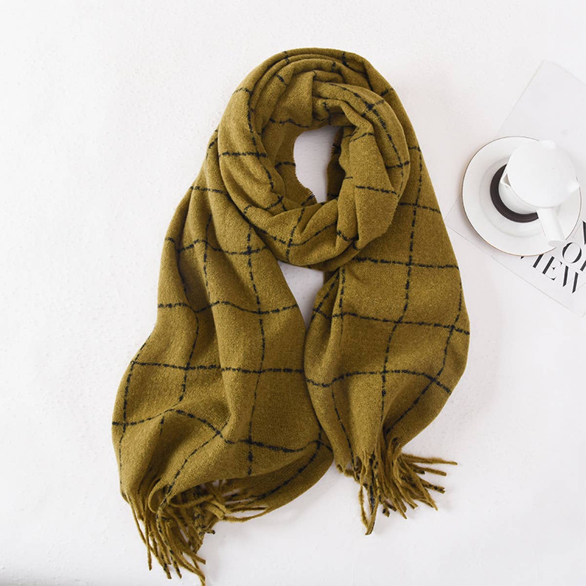 Double-Sided Plaid Scarf for Women - Winter Chic