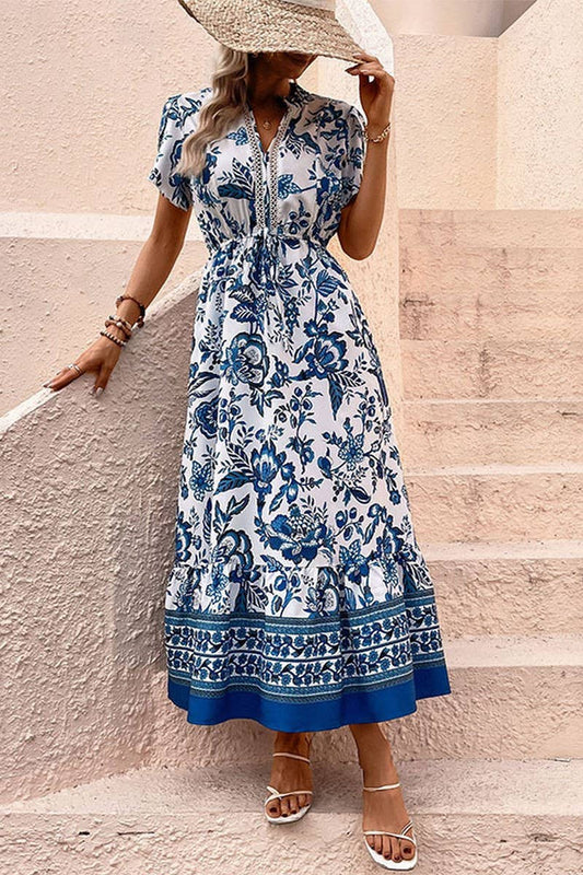 CWDMD1873_ETHNIC STYLE V-NECK SHORT SLEEVED MAXI DRESS