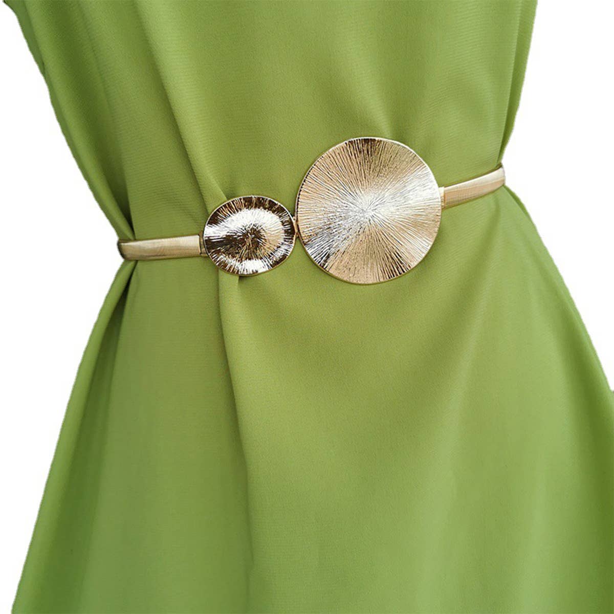 TEXTURED METAL ROUND BUCKLE BELT_CWABE0110