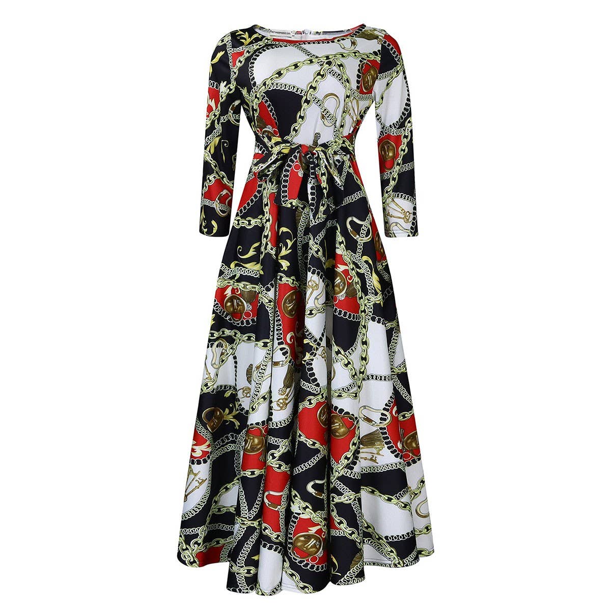 FASHIONABLE PRINTED LACE-UP OVERSIZED DRESS