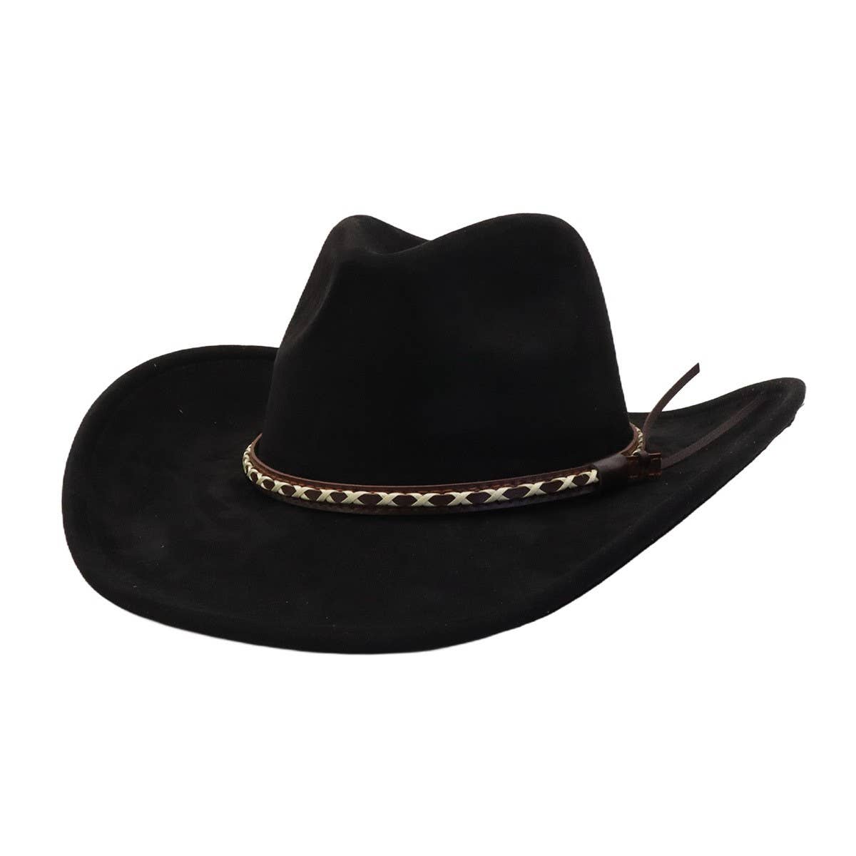 Soft Suede Western Cowboy Fedora Hat Ethnic Style_CWAH04401