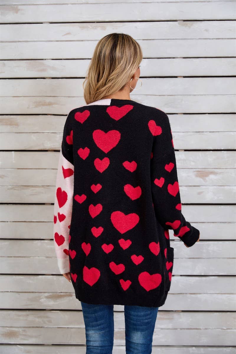 CWOCAL1800_VALENTINE'S DAY LONG HEART CARDIGAN SWEATER