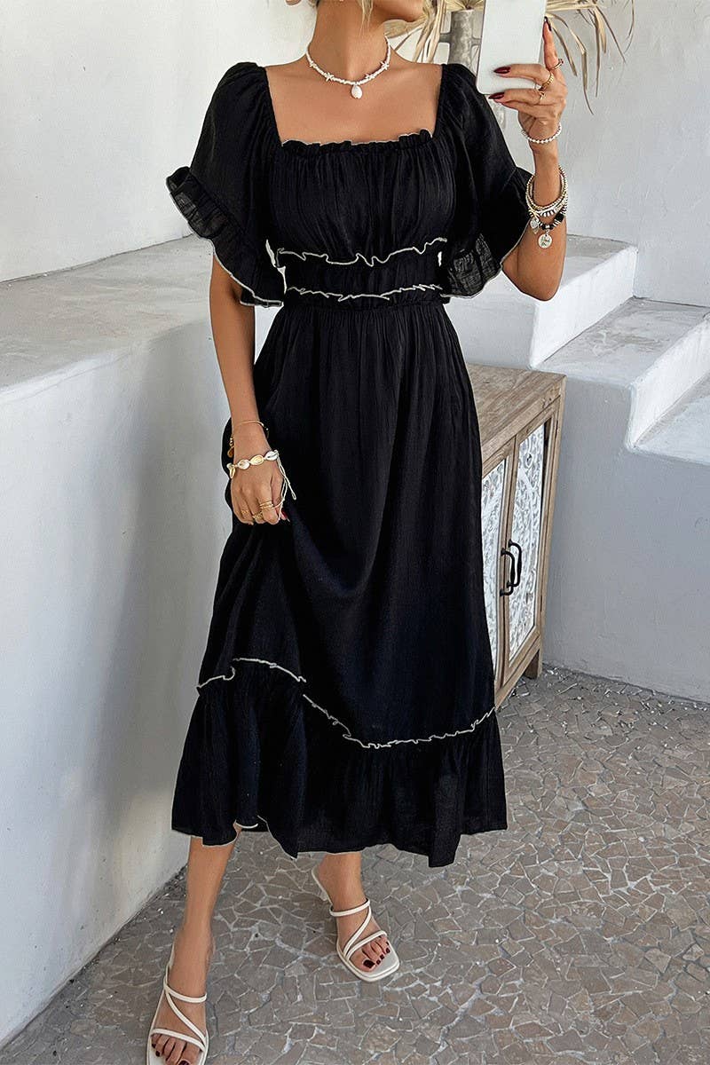CWDMD5355_SUMMER BOHEMIAN CASUAL HOLIDAY CONTRAST DRESS