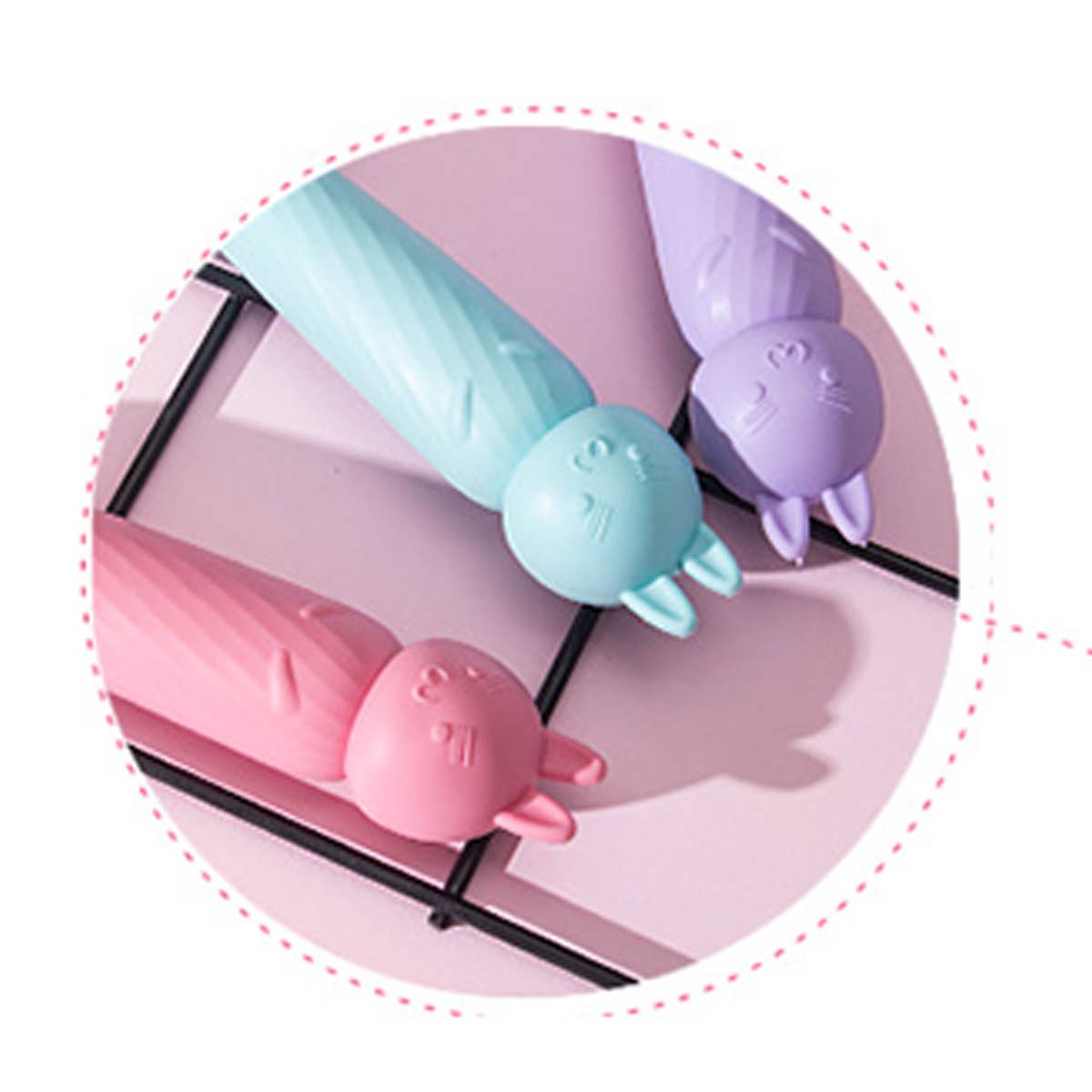 CARTOON RABBIT MIRROR COMB SET OF 4_CWMM0921