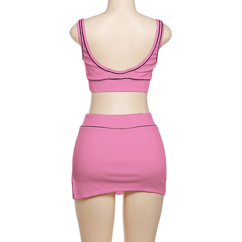 Sexy Crop Tank and Bodycon Skirt Sports Set