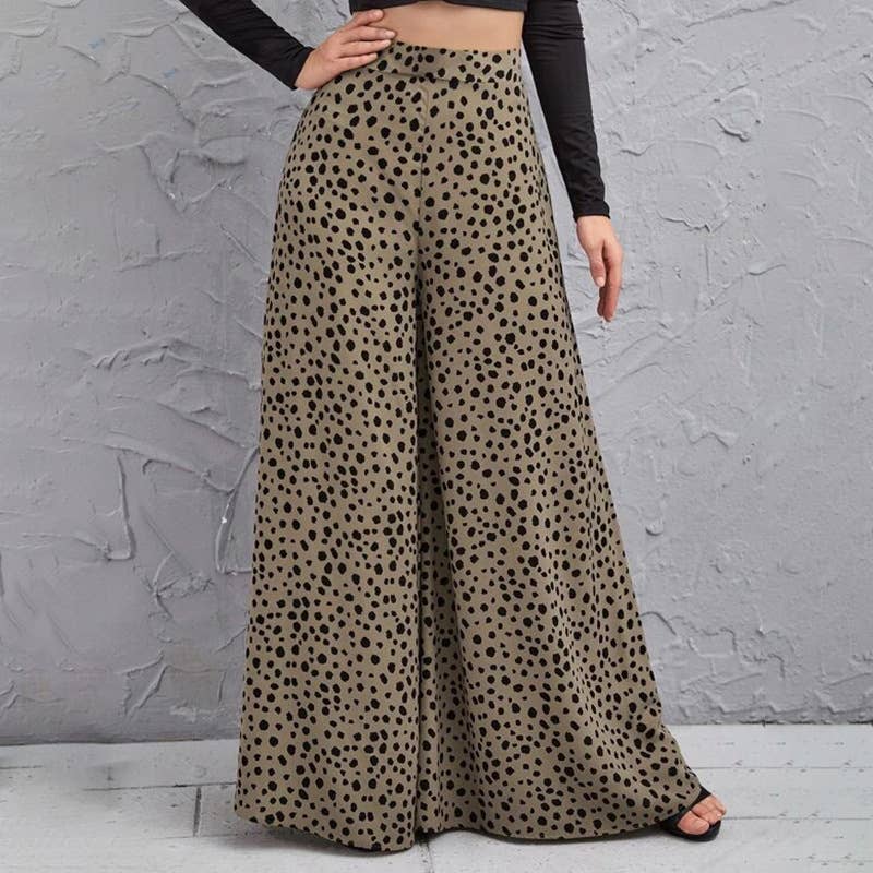 LOOSE HIGH-WAISTED LEOPARD FLARES WITH WIDE LEGS