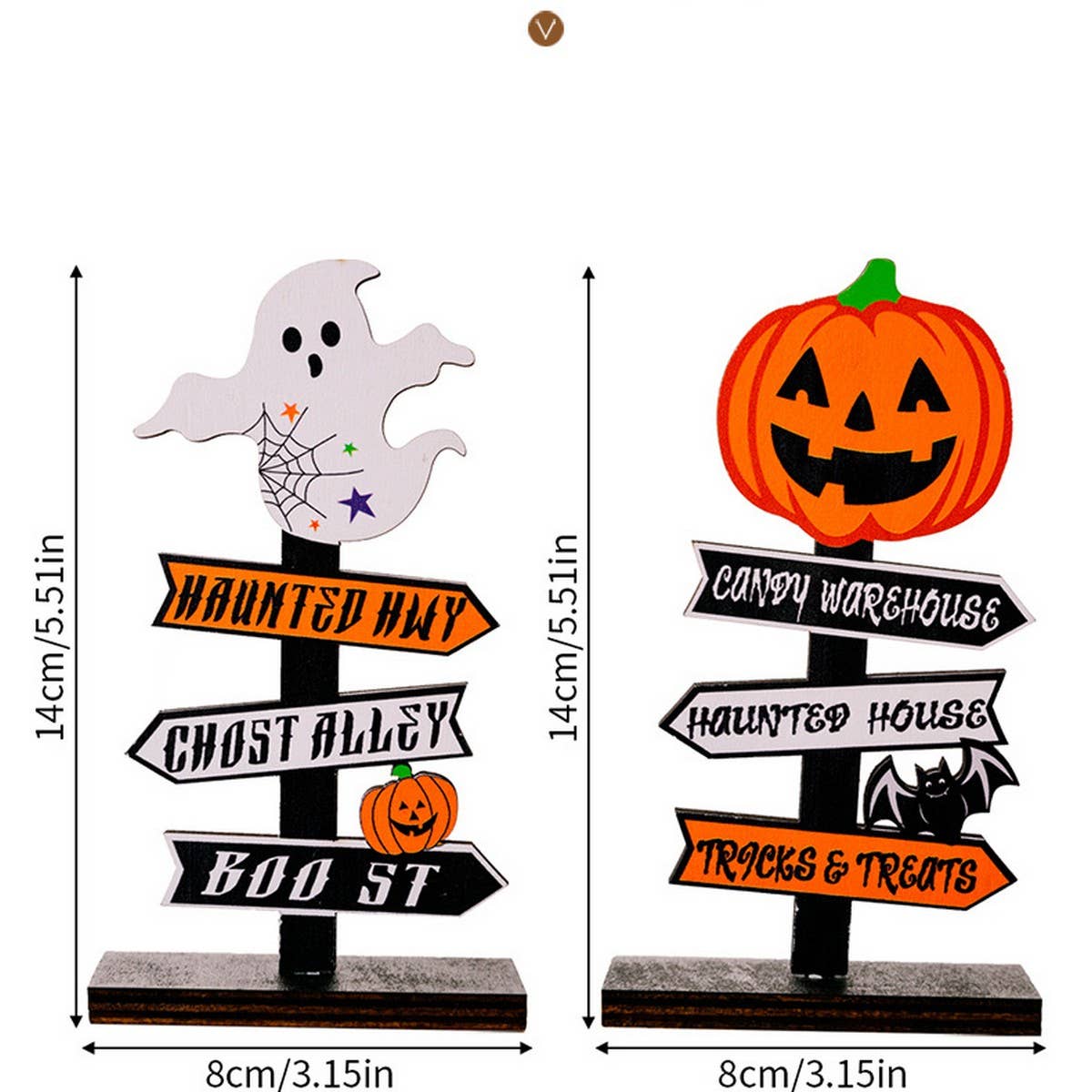 CWMM10239_HALLOWEEN WOODEN PUMPKIN GHOST TABLE DECORATION