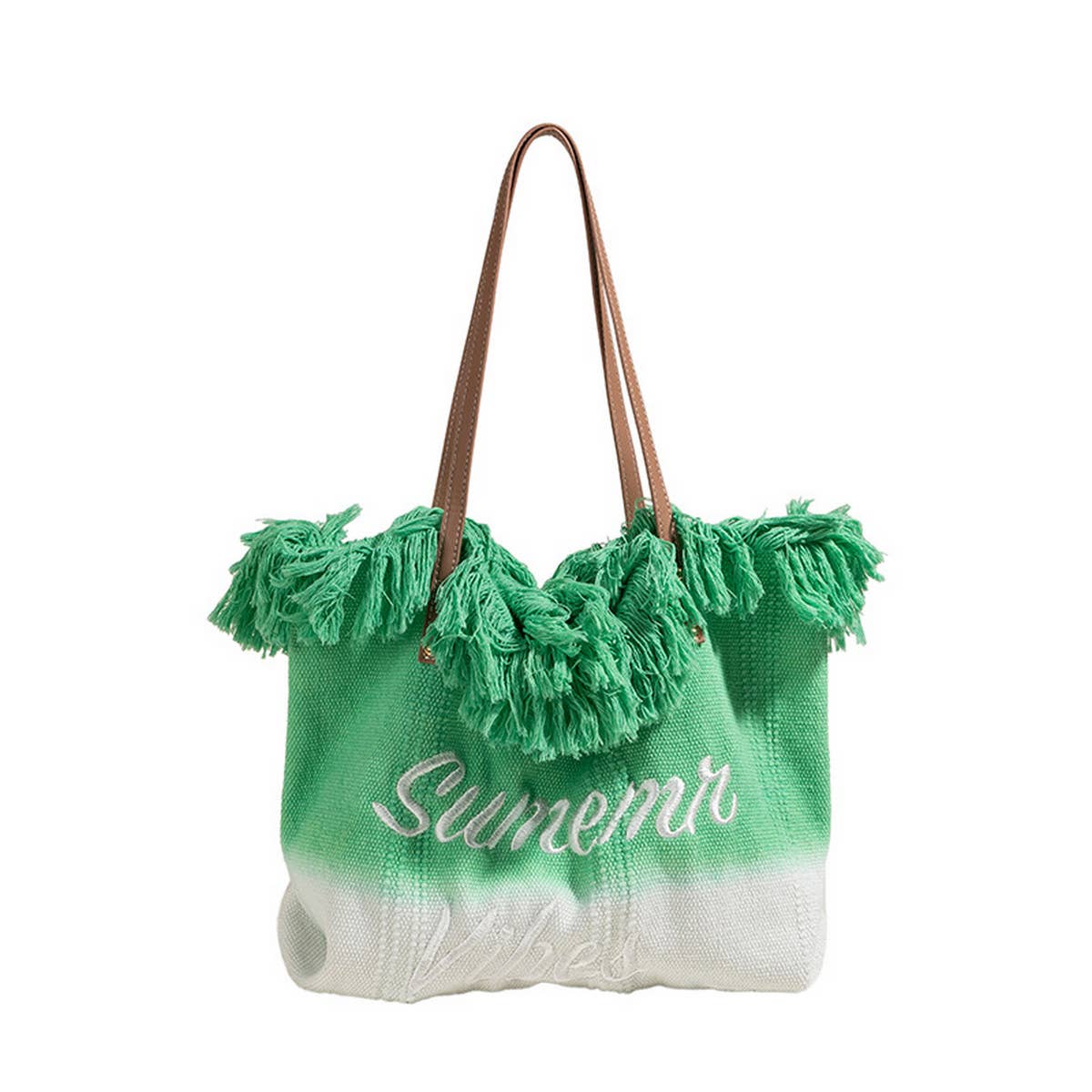 WOMEN MONOGRAM TASSEL BEACH BAG TOTE BAG_CWAB1905