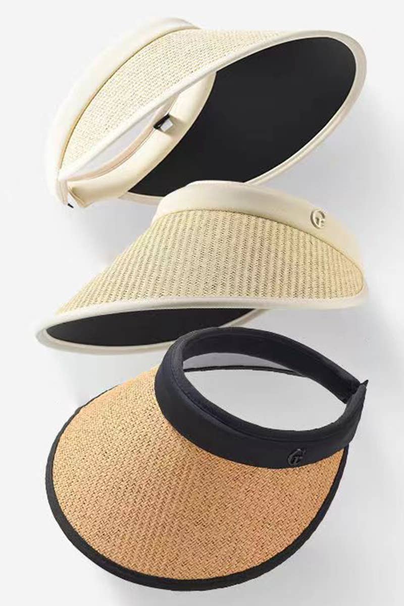 TWO TONE STRAW VISOR HAT_CWAH0467