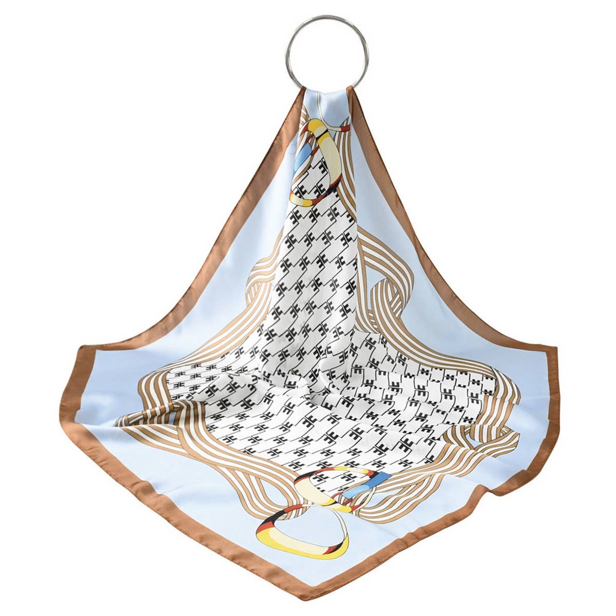 Chain Print Satin Square Scarf for Summer Sun_CWASC1158