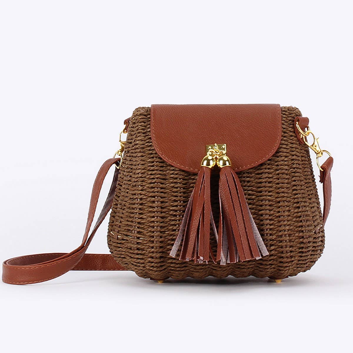 NEW RATTAN SMALL FRESH SOLID COLOR HAND-WOVEN BAG_CWAB4697